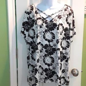 Black and white flowered blouse